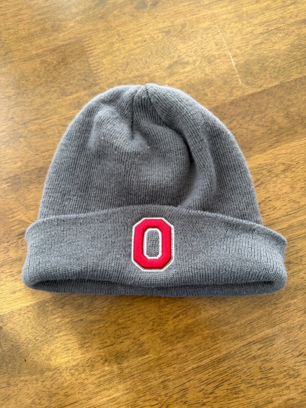 Ohio State OSU Grey Knit Beanie with Red 'O' Patch